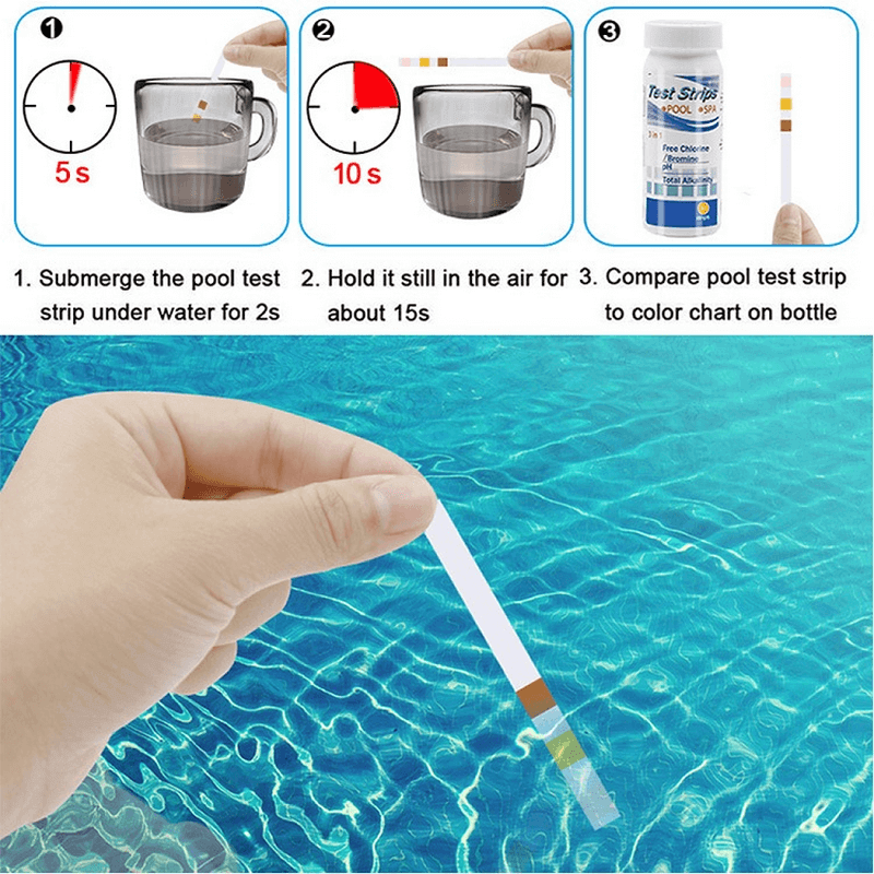 3 in 1 aquarium pool water testing kit ph alkalinity chlorine strips8